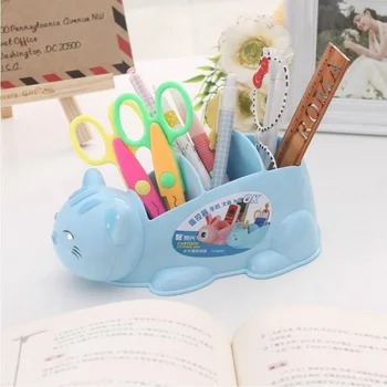 

1Pcs PP Cartoon Desktop Storage Box Creative Cute Lovely Desk Storage Sundries Organizer Remote Control Pen Phone Container