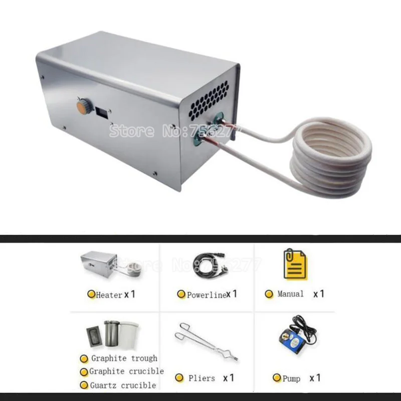 

2000W ZVS 220V digital induction heating machine melting gold and silver furnace quenching annealing +crucible +pump