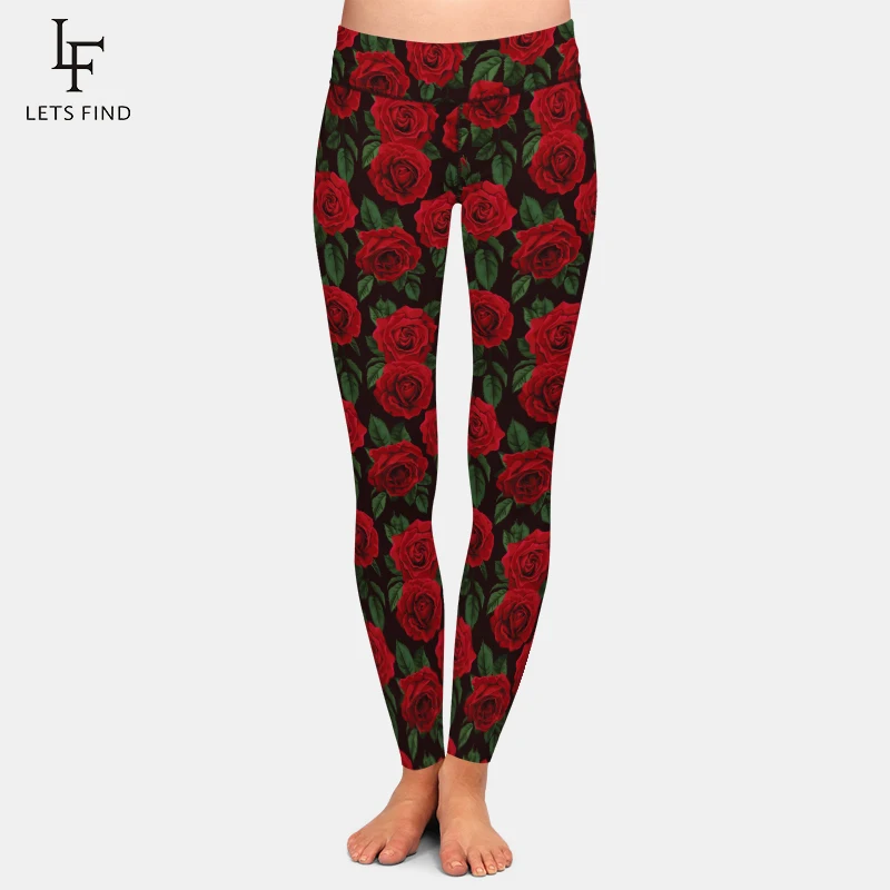 carhartt leggings LETSFIND Beautiful 3D Poppies Flowers Print Women Stretch Pants Fashion High Waist Fitness Slim Soft Legging Plus Size compression leggings