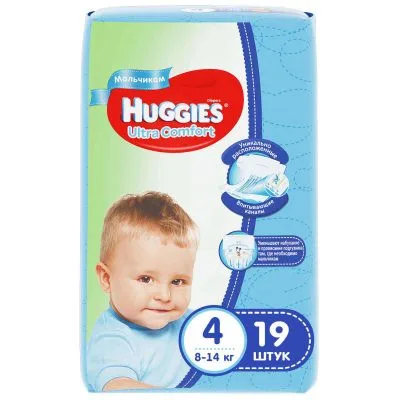 Подгузники Huggies Ultra Comfort для мальчиков 4(8-14 кг) 19 шт