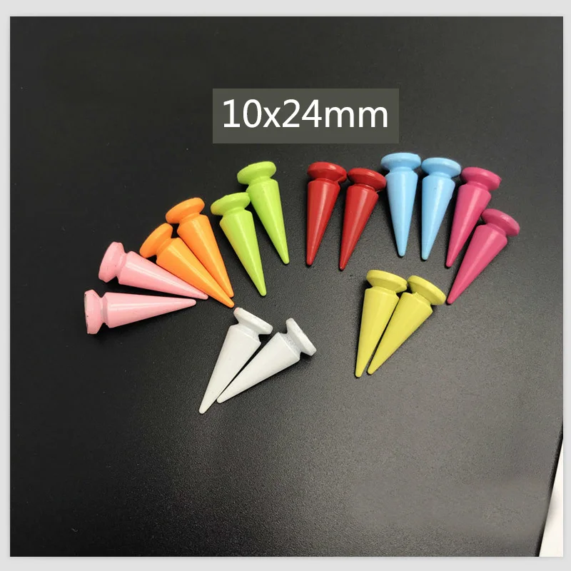 10Sets 10*24mm Bullet Cone Colorful Spikes And Studs For Clothes DIY Handmade Cool Punk Garment Rivets Leather Craft Bag Shoes