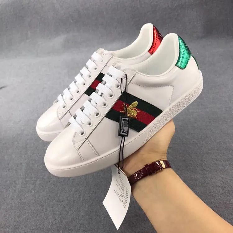 

Victor 2020 Spring And Autumn Korean-style Lace-up Casual Shoes COUPLE'S Sporty Genuine Leather Small Bee Shoes White Shoes Wome