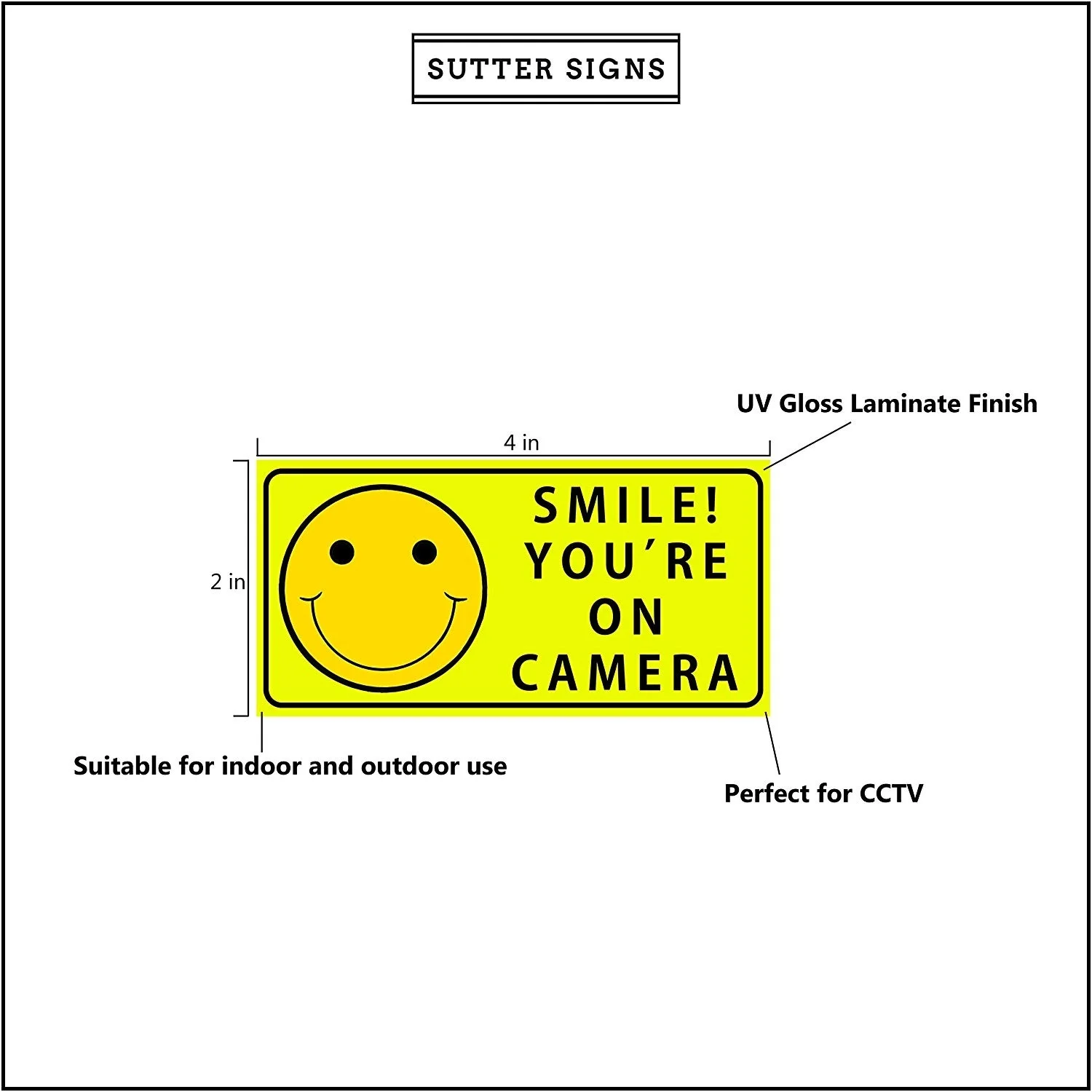 1 партия табличек Sutter Smile You't in camera предупреждающие наклейки для помещений и улицы 4 дюйма на 2 дюйма(упаковка из 12
