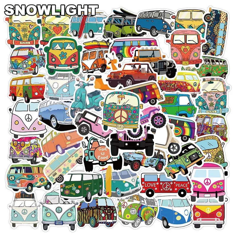 10/30/50PCS/set Hip Hop Hippie Outdoors Bus Cartoon Stickers For Laptop Luggage Children