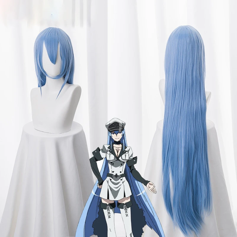 Akame Ga KILL! Парик Jaegers Esdeath для косплея длинный прямой синий парик термостойкие