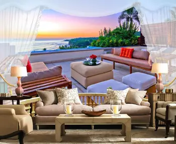 

CJSIR Custom 3D Wall Mural Wallpaper 3D Seascape Sightseeing Balcony TV Background Decorative Wall Wall Paper Home Decoration