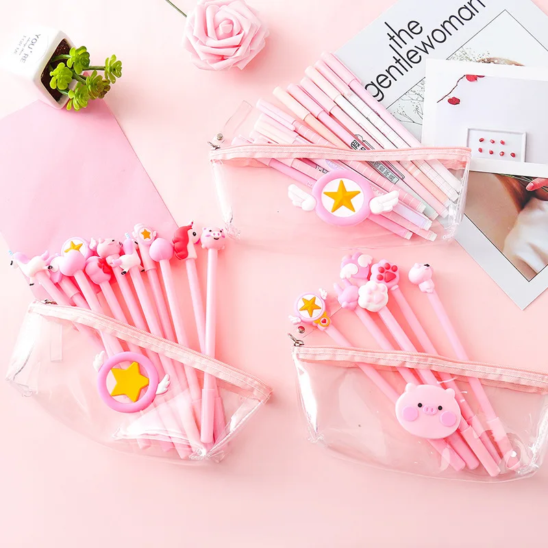 

Cartoon Luna Cat Sailor Moon Card Captor Cardcaptor Sakura Pink Cute Lovely Pencil Pen with Bag Set Cosplay Props Gift for Girl