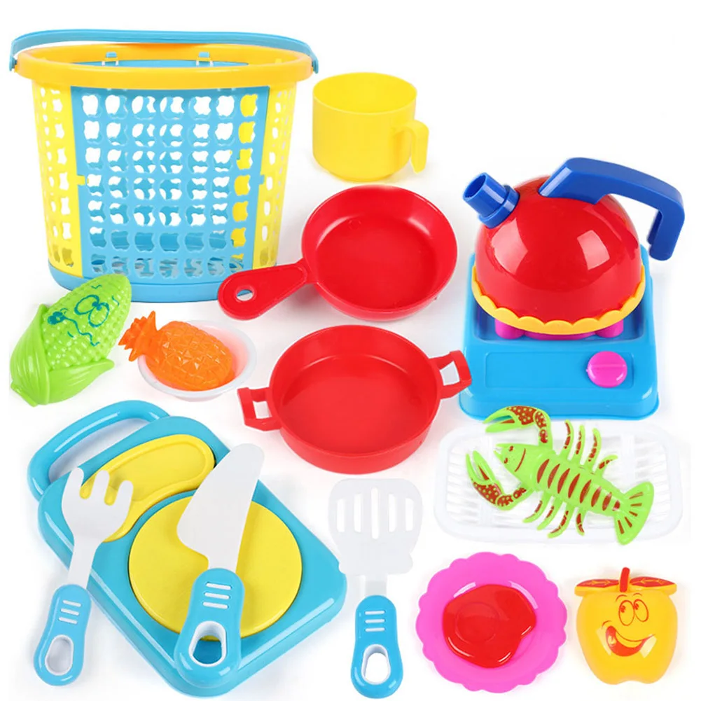 18pcs Новинка, детский кухонный игровой набор, кухонная утварь, игрушка для приготовления пищи, игровой домик для малышей - Цвет: 18pcs