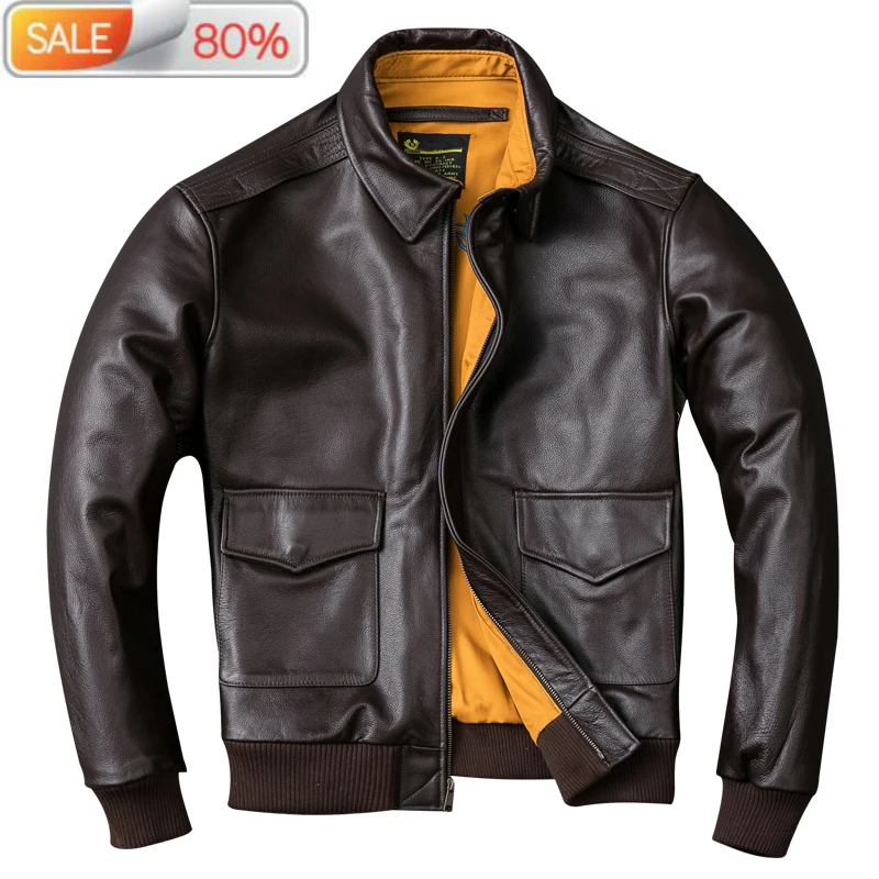 

Real Cow Bomber Jacket Men Clothes 2020 New Vintage Genuine Leather Jackets Plus Size XXXXL Coat Jaqueta De Couro ZL404