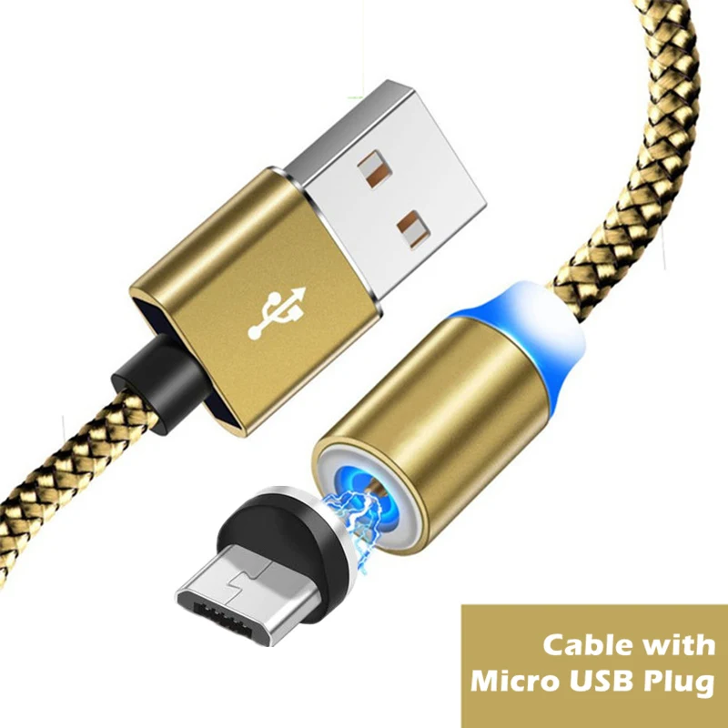 СВЕТОДИОДНЫЙ Магнитный зарядный шнур USB C Micro USB кабель для Xiaomi Note 10 CC9 iPhone 11 Pro Coolpad 3 Plus Cool 3 Mega 5 5C 5M Play8 M3 - Цвет: Gold Micro USB
