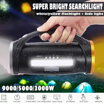

9000W Bright Powerful LED Searchlight Handheld Flashlight Power Bank Rechargeable Battery Waterproof Torch for Outdoor