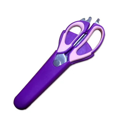 Purple with Colver Многофункциональные кухонные ножницы из нержавеющей стали для курицы и другой птицы мясо рыбы овощи картофель сыр пиво может инструмент для грецких орехов - Цвет: Purple with Colver