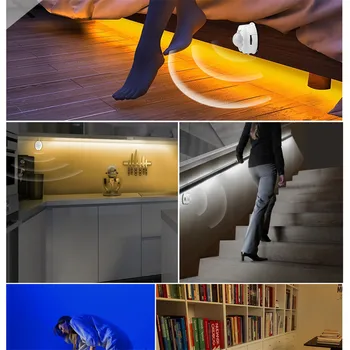 

PIR Motion Sensor LED Lights For Kitchen LED Under Cabinet Light Bedside Stairs Wardrobe Night Security Lamp Battery Power Lamp