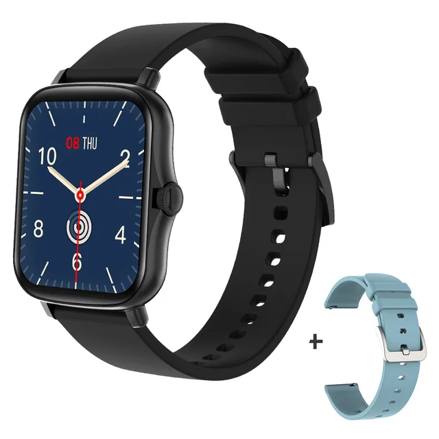 COLMI P8 Plus 1.69 inch 2021 Smart Watch Men Full Touch Fitness Tracker IP67 waterproof Women GTS 2 Smartwatch for Xiaomi phone Black with a strap