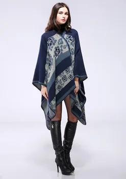

winter Poncho and Cape women print floral Wraps scarf Warm cloak shawl imitation cashmere Pashmina National Wind Fork mujer 2019