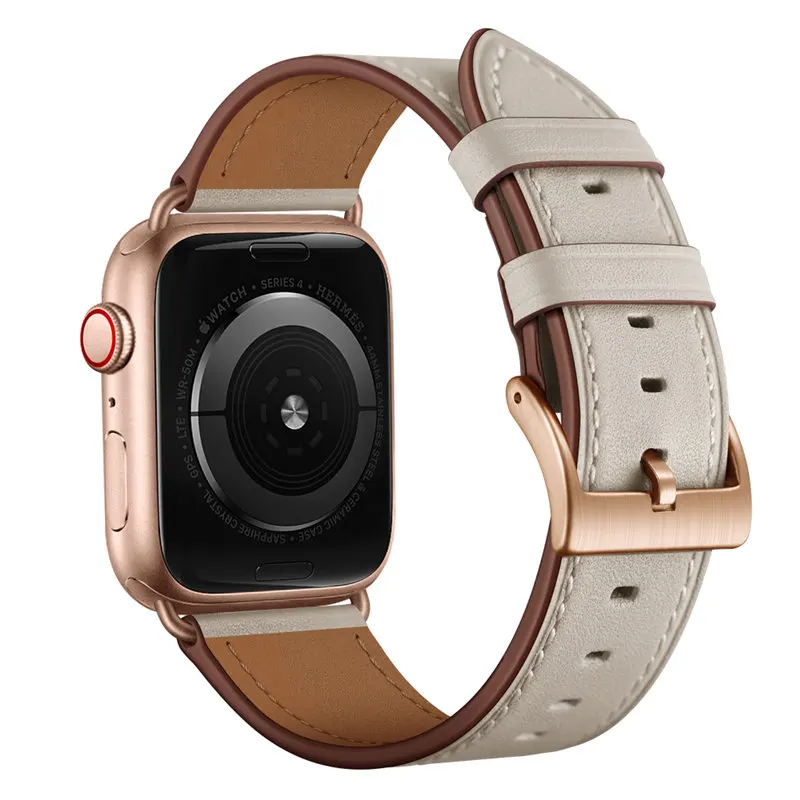 Ремешки для наручных часов для Apple Watch, 44 мм, 40 мм, серия 5/4, натуральная кожа, браслет для iWatch, ремешок 42 мм, 38 мм, серия 3/2/1