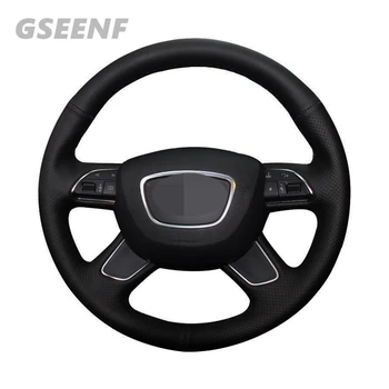 

Car Steering Wheel Cover For Audi A4 (B8) A6 (C7) A7 A8 A8 L Allroad Q5 2013-2017 Q7 Black Hand-stitched Soft Artificial Leather