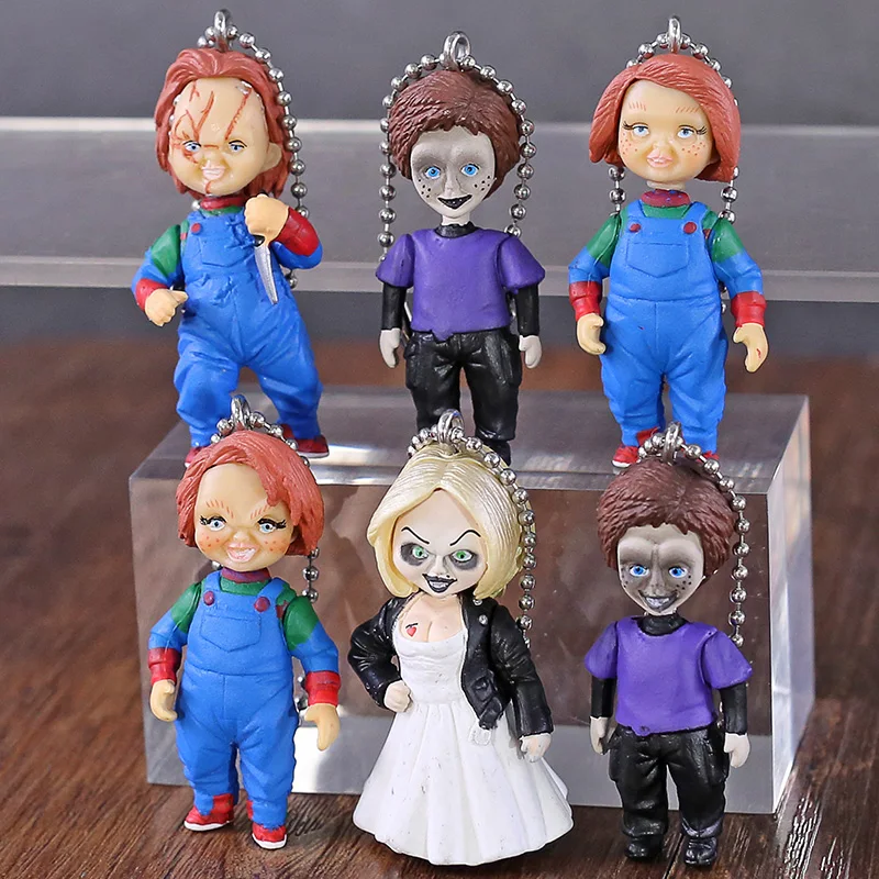 

6pcs/set NECA Figure Horror Movie Child's Play Chucky Bride of Chucky & Son Doll Keyring Keychain Pendant Figure Model Gifts Toy