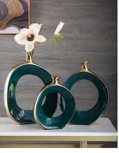 

ANTIQUE CERAMICS VASE GOLDEN EDGE BANDING VASES DESK DECOR HYDROPONICS HOLLOW FLOWER ARRANGEMENT MODERN FLORAL HOME DECORATION