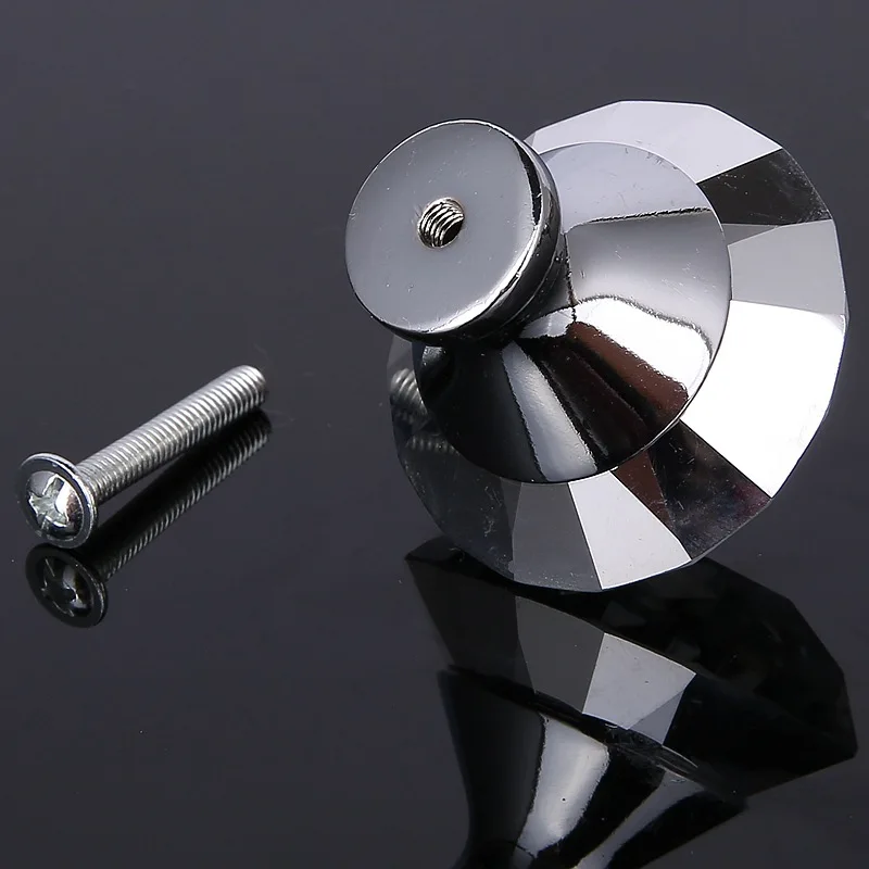 Shiny Fashion Furniture American Simple Handle 40 Mm Crystal Single-Button Drawer Pendant Handle Diamond Ring-pull