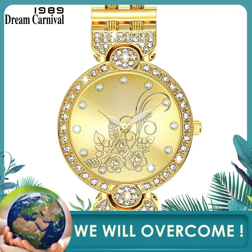 

Dreamcarnival 1989 Elegant Flower Dial Wrist Watch for Women Crystal Clock 3 Hands PC Movement Factory Direct Wholesale A8361