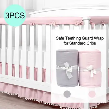 3 - Piece Crib Rail Cover Protector Baby Crib Rail Cover Protector Set Safe Teething Guard Wrap For Cribs Side Front Rails 1
