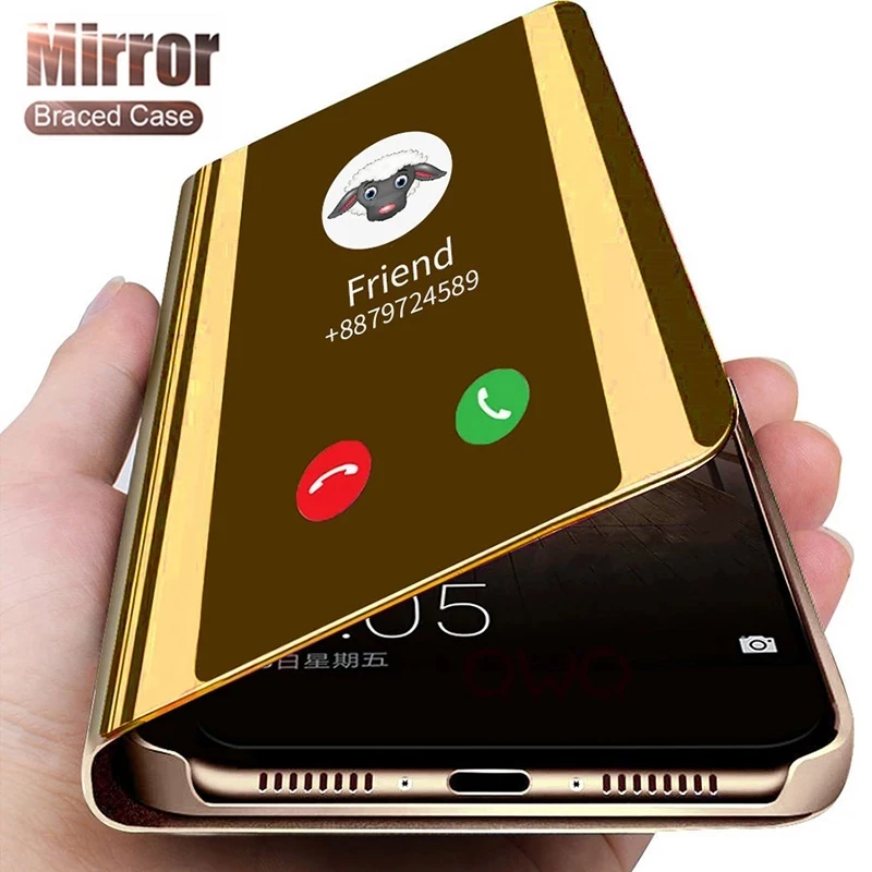 Espejo inteligente caso para Xiaomi Redmi Nota 10 9 8 7 6 5 Pro Max 10s 9s 8T Redmi K40 9T 9A 9C 8A 4 4X 5 Plus cubierta del teléfono Funda