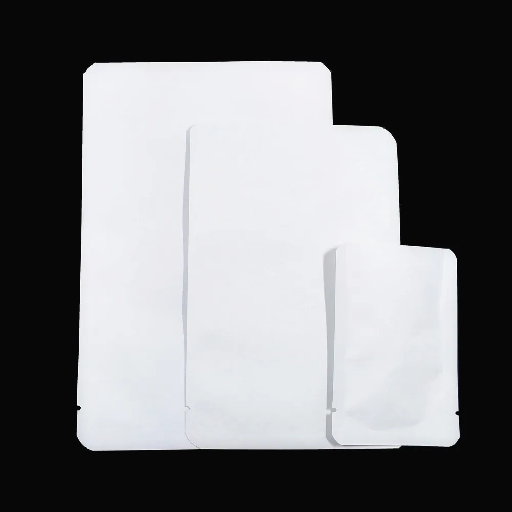 

100Pcs 3 Sizes White Kraft Paper Bags Open Top Heat Seal Vacuum Bag Food Snacks Storage Bag Inner Mylar Pouch With Round Corner
