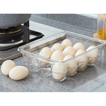 

2 Pcs 12-Grids Egg Tray Tray with Lid Refrigerator Storage Container Tray Egg Shelf Fresh Storage Box Plastic Shelf Tray
