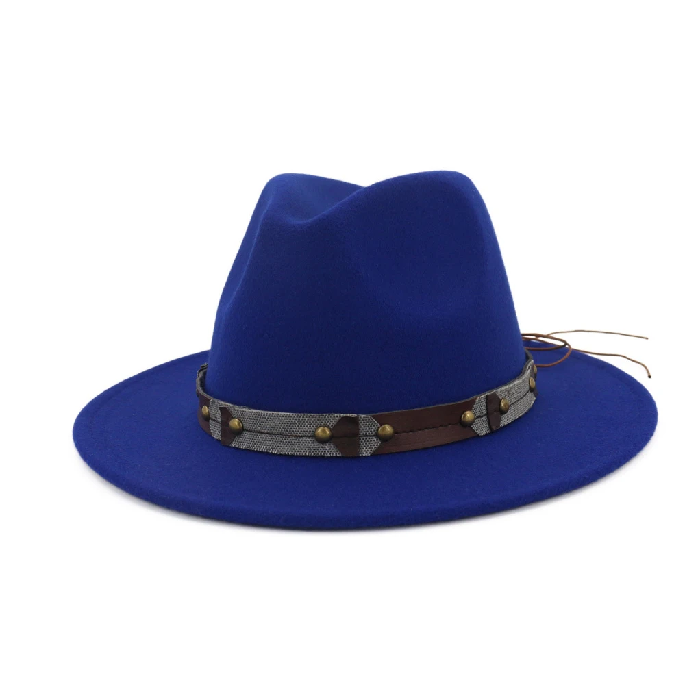 Унисекс Мужская Женская шляпа-федора широкий джазования с полями церковная Кепка Панама шляпа Поп Повседневная шляпа размер 56-58 см - Цвет: Blue
