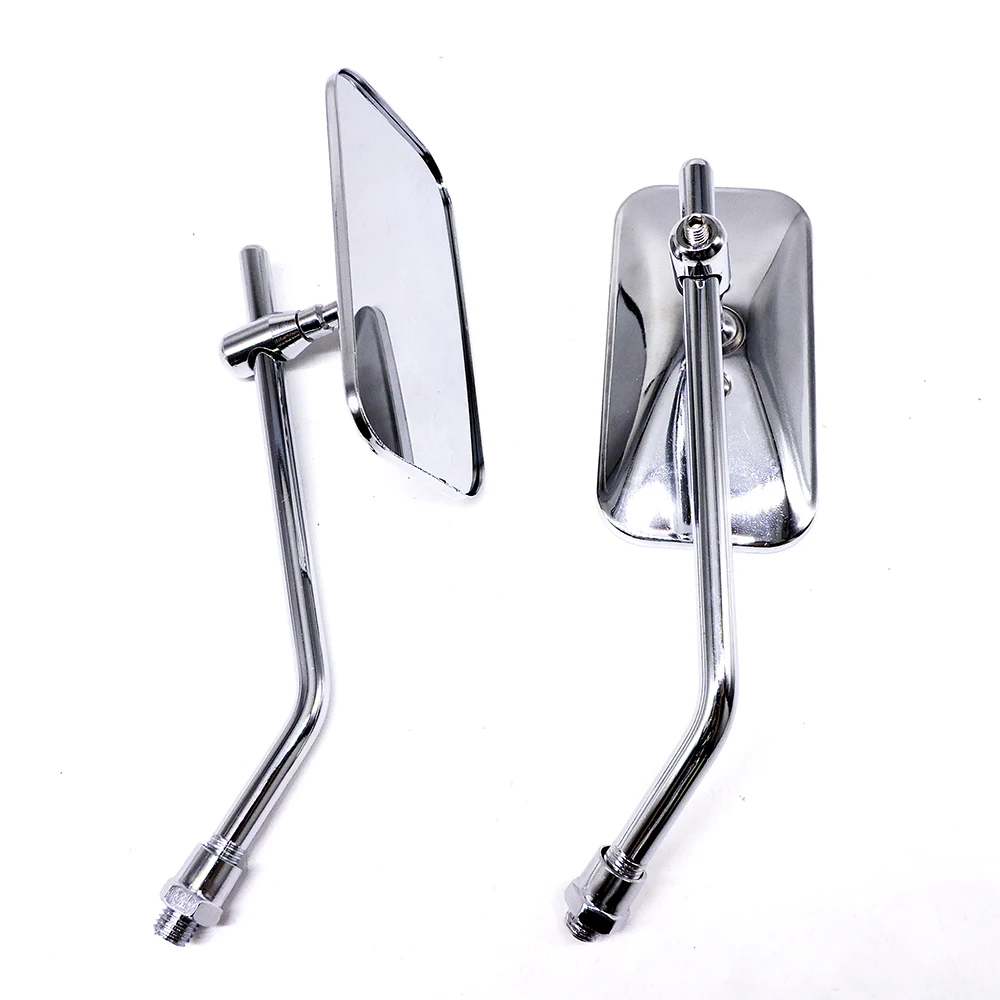 2Pcs Universal Retro Rectangle Aluminum Motorcycle Rearview Mirrors Chrome  10mm For Honda retroviseur Motorcycle Accessories - AliExpress