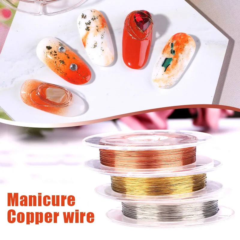 1 рулон медной проволока Гвозди Искусство Декор линии DIY 3D Советы ювелирные изделия со стразами маникюрные принадлежности QS888