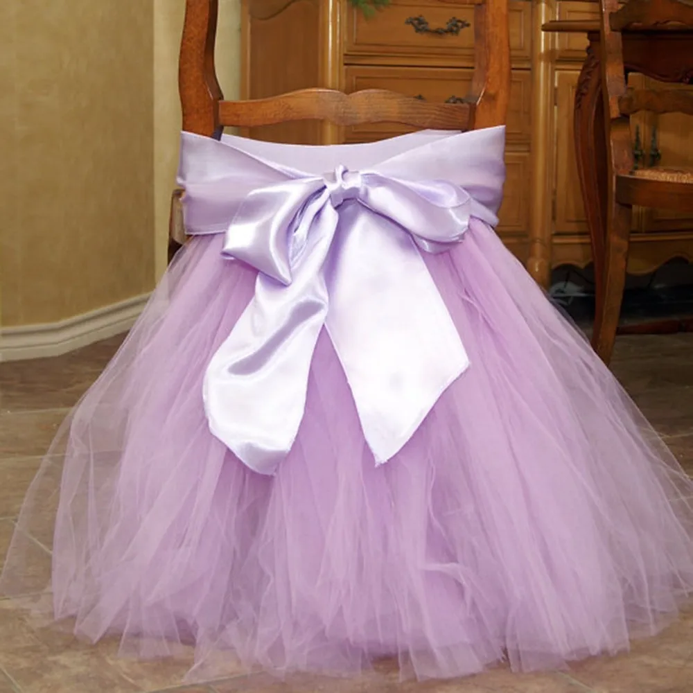 

Tutu Tulle Table Skirts Baby Shower Decorations Chair Sashes With Ribbon for Wedding Event Decoration Festive Party Supplies