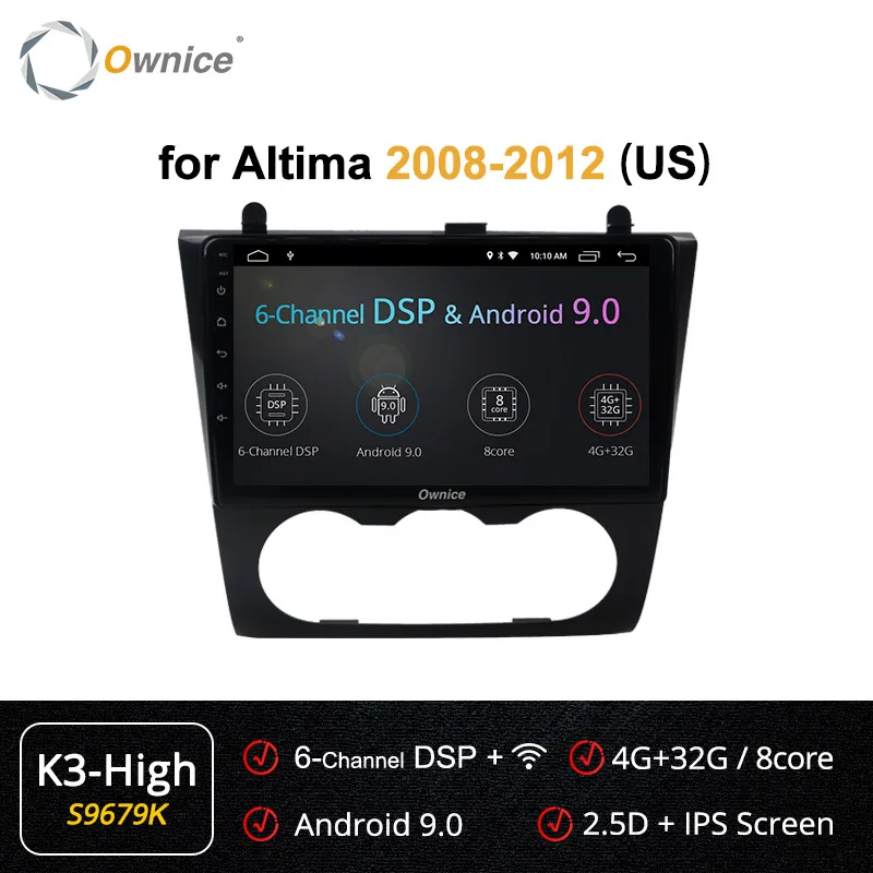 Ownice k3 k5 k6 Android 9,0 автомобиля gps радио плеер для Nissan Teana Altima 2008 2009 2010 2011 2012 4 аппарат не привязан к оператору сотовой связи 360 панорама DSP SPDIF - Цвет: S9679 K3 HIGH