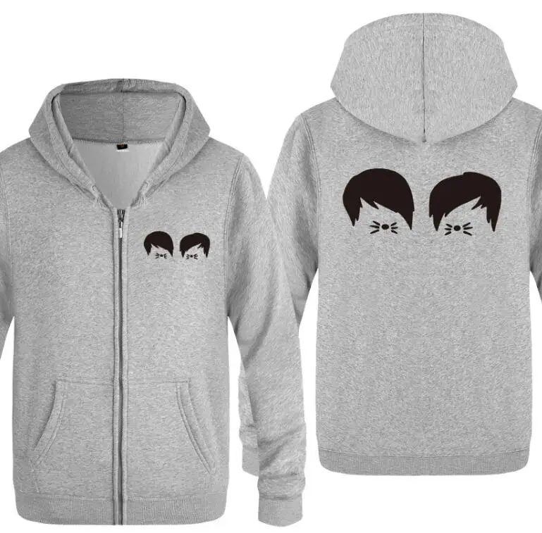 gray hoodie 15 Мужские толстовки с капюшоном на молнии, Дэн и Фил, кот усов, забавная мужская толстовка с капюшоном в стиле хип-хоп, флисовая мужская куртка с длинным рукавом, толстовка, скейт, пальто, Новинка - Цвет: gray hoodie 15