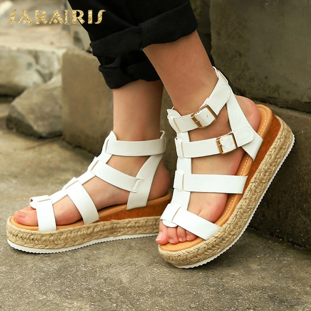 

Sarairis Fashion New Design 2020 Large Size 43 Platform Summer Sandals Women Shoes Buckle Strap Concise Shoes Woman Sandals