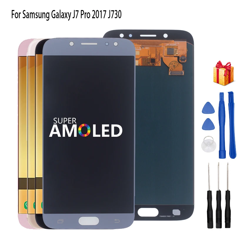 Kopen AMOLED Voor SAMSUNG Galaxy J7 Pro LCD J7 2017 J730 J730F LCD Display Digitizer Vergadering Vervanging Onderdelen