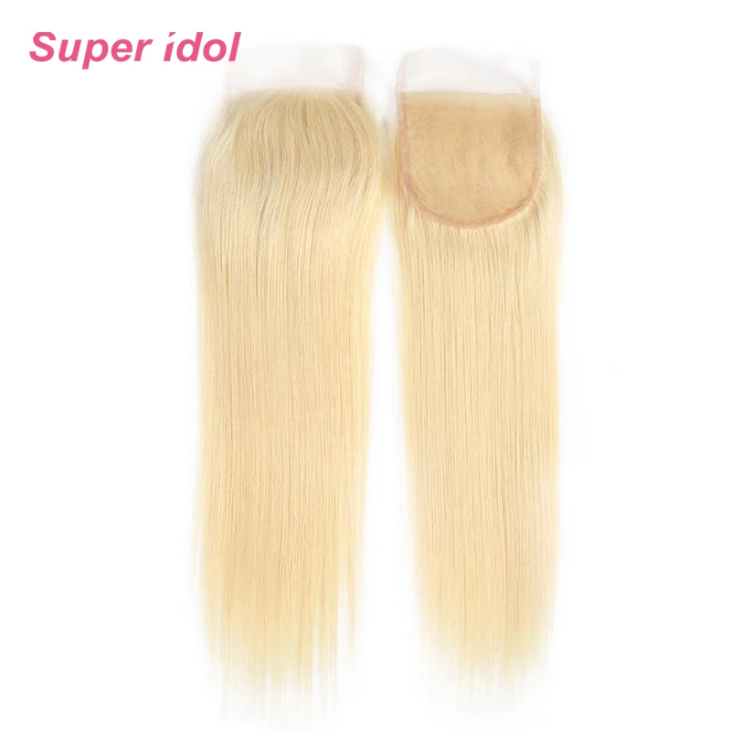 Fechamento do Laço Loira Transparente Brasileiro Staright 100% Virgem Cabelo Humano Pré Arrancado Linha Fina Remy 4x4 613 hd 2 Online shopping
