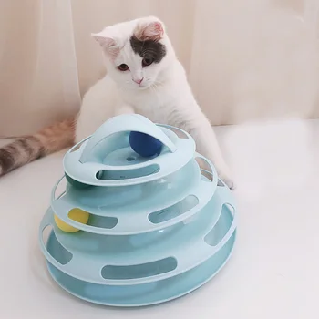 

Pets Interactive Toys Colorful 3/4-Layer Plastic Tower Tracks Cat Balls Toy IQ Training Amusement Turntable Ball Pet Supplies