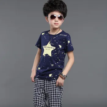 

Summer Boys Clothes Sets Cotton Kids Clothes 2pcs Star Print Short Sleeve T-shirt Pants Boys Clothing Suits For 5-12 Years