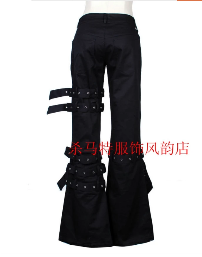 27-40 Men Clothing Hair Stylist Fashion Gothic Rend Punk Gothic Non-mainstream Bell-bottoms Pants Plus Size Singer Costumes