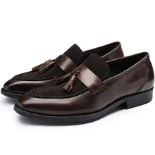 Luxury Brand Genuine Leather Men Tassel Business Shoes Suede Splice Mens Dress Shoes Italian Designer Wedding Shoes Luxury Brand Genuine Leather Men Tassel Business Shoes Suede Splice Mens Dress Shoes Italian Designer Wedding Shoes
