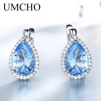 

Manufacturers selling fashion best-selling pop nano sky blue gem set auger -on earrings, 925 silver earrings