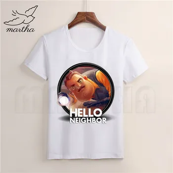 

Funny Game Hello Neighbor Cartoon Print Boys T Shirt Cartoon Funny Children Summer Kids Clothing T-shirt Cartoon White Tops Tee