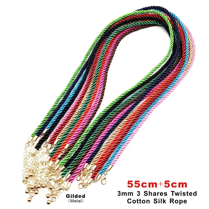 

3 Pcs/Lot Gold Color 3mm Three-Strand Rope Necklace Adjustable Rope Chain Lobster Clasp Used for DIY Jewelry Making Cord