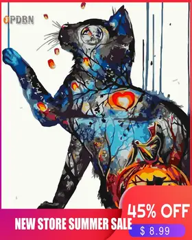 

OPDBN Wall Art Canvas Painting by Number Posters Cartoon Cat Poster Canvas Painting for Living Room Home Decor No Frame