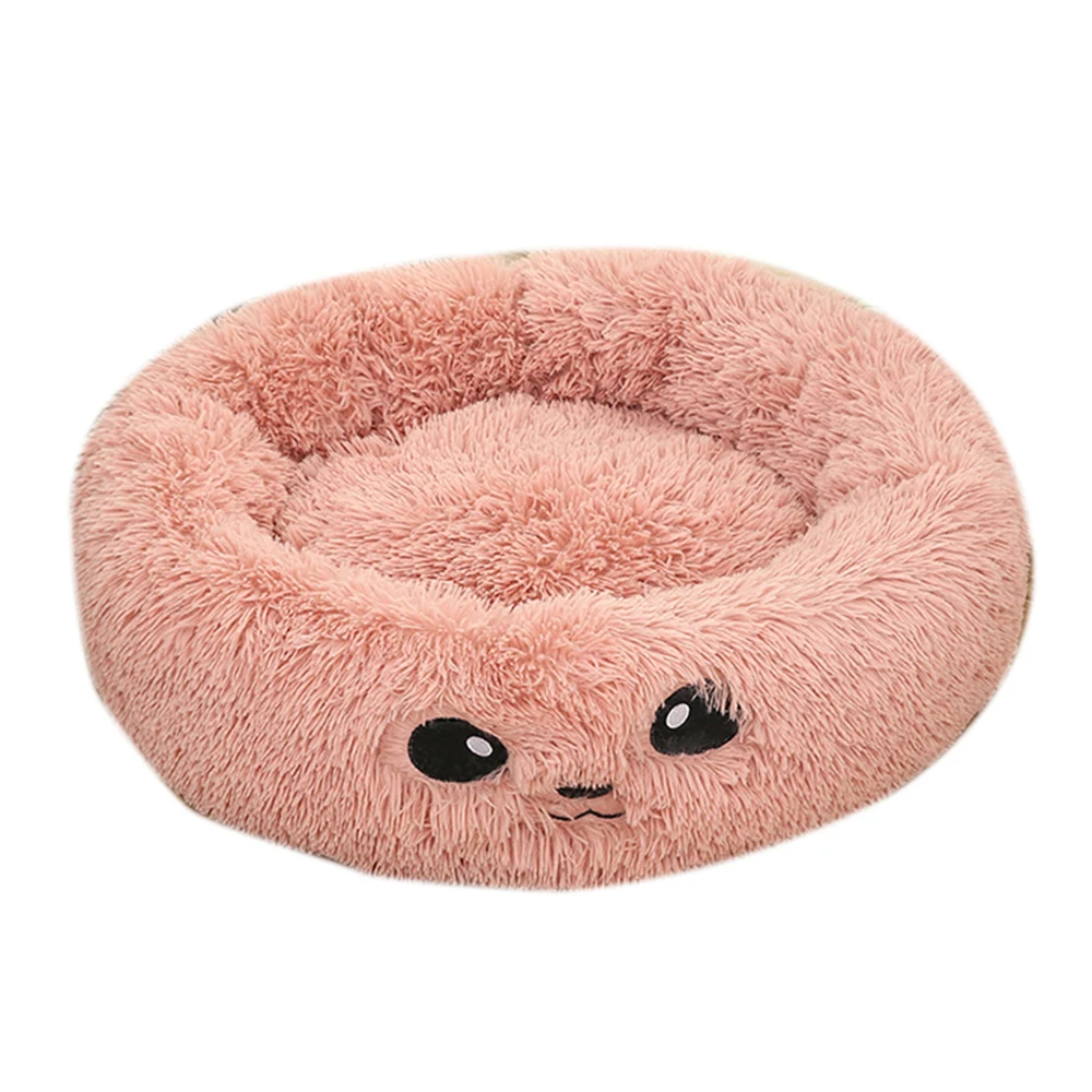 Long Plush Dog Bed Washable Pet Cat Bed Dog Round Breathable Lounger Sofa Cat Bed For Cat Dogs Super Soft Plush Pads Dogs Mat - Цвет: A-3