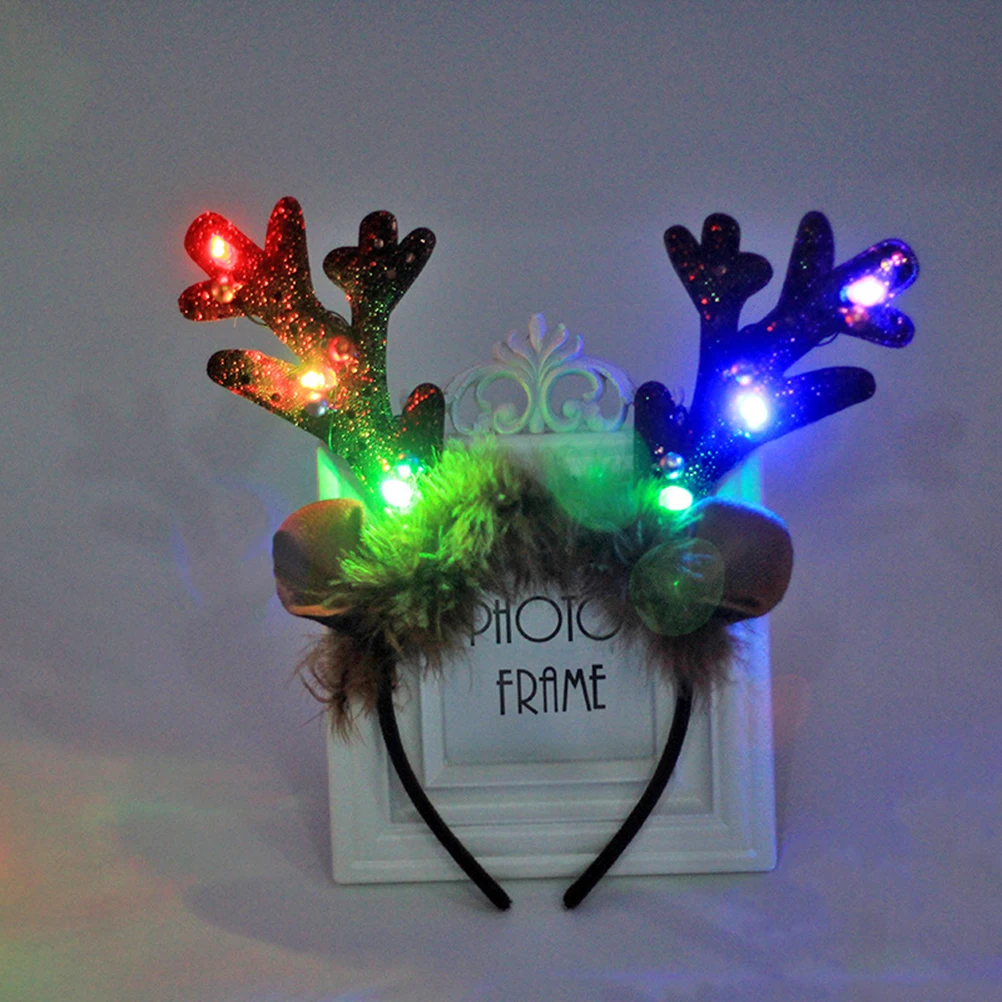 Светящийся обруч с оленьими рогами светодиодный рога оленя для волос лента рождественские аксессуары для волос Косплей вечерние украшения Рождественский подарок рождественское праздничное платье