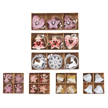 

1 Set DIY Creative Wooden Printed Christmas Pendants Decorations Colorful Wood Crafts Christmas Tree Jewelry Party Home Decor