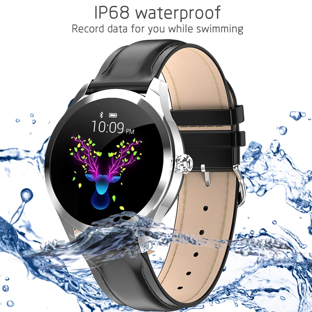 Online Reloj inteligente para mujer de YOCUBY KW10 IP68, resistente al agua, monitorización de ritmo cardíaco, reloj inteligente de acero inoxidable, pulsera de Fitness, reloj inteligente